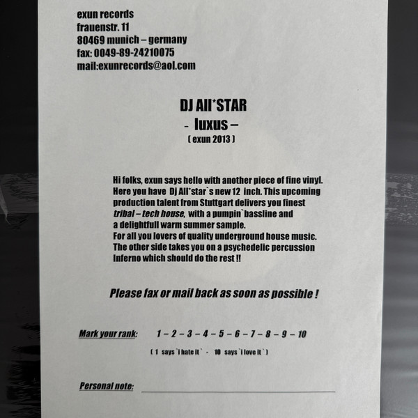 DJ All*Star - Luxus | Exun (EXUN 2013) - 3