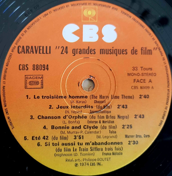 Caravelli - 24 Grandes Musiques De Films | CBS (CBS 88094) - 3 Caravelli - 24 Grandes Musiques De Films | CBS (CBS 88094) - 3