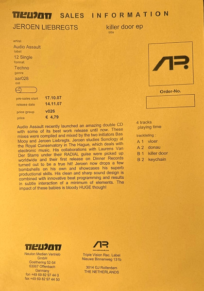 Jeroen Liebregts - Killer Door EP | Audio Assault (AAR 028) - 2