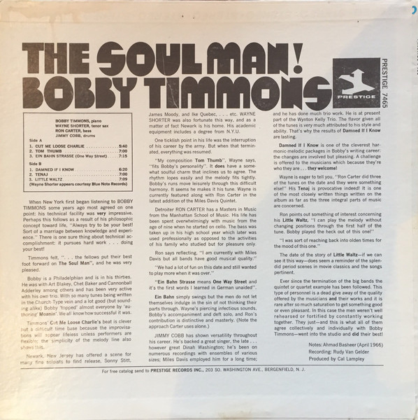 Bobby Timmons - The Soul Man! | Prestige (PR 7465) - 2 Bobby Timmons - The Soul Man! | Prestige (PR 7465) - 2