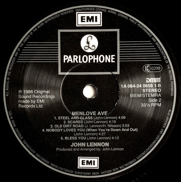 John Lennon - Menlove Ave | Parlophone (24 0658 1) - 4