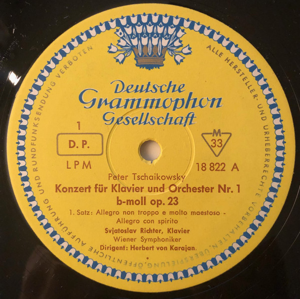 Pyotr Ilyich Tchaikovsky / Sviatoslav Richter , Herbert Von Karajan , Wiener Symphoniker - Konzert Für Klavier Und Orchester Nr. 1 B-moll Op.23 | Deutsche Grammophon (LPM 18 822) - 3