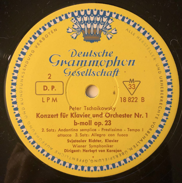Pyotr Ilyich Tchaikovsky / Sviatoslav Richter , Herbert Von Karajan , Wiener Symphoniker - Konzert Für Klavier Und Orchester Nr. 1 B-moll Op.23 | Deutsche Grammophon (LPM 18 822) - 4