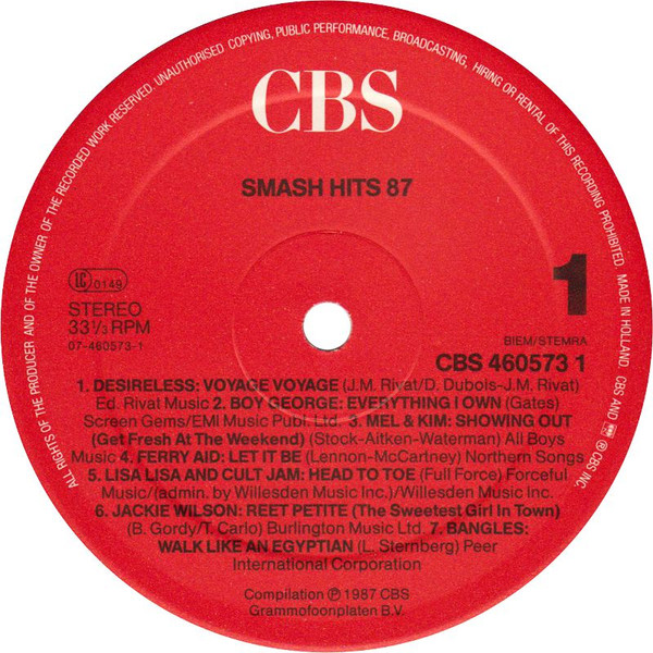 Various - Smash Hits '87 Der Flotteste Dreier Des Jahres | CBS (460573 1) - 3