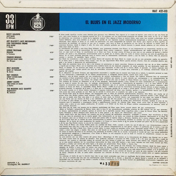 Various - El Blues En El Jazz Moderno | Atlantic (HAT 421-03) - 2 Various - El Blues En El Jazz Moderno | Atlantic (HAT 421-03) - 2