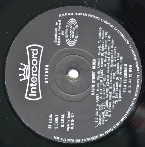 Ella Fitzgerald - Basin Street Blues | Intercord (110.298/7) - 4 Ella Fitzgerald - Basin Street Blues | Intercord (110.298/7) - 4