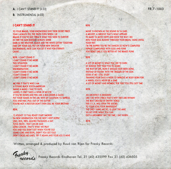 Twenty 4 Seven Feat. MC Fixx It - I Can't Stand It | Freaky Records (FR 7-1003) - 2 Twenty 4 Seven Feat. MC Fixx It - I Can't Stand It | Freaky Records (FR 7-1003) - 2