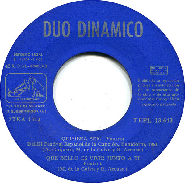 Dúo Dinámico - Duo Dinamico | La Voz De Su Amo (7 EPL 13.643) - 3 Dúo Dinámico - Duo Dinamico | La Voz De Su Amo (7 EPL 13.643) - 3