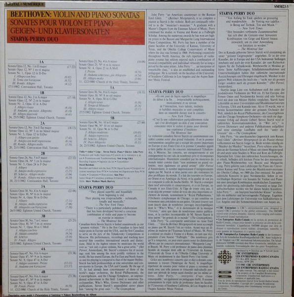 Ludwig van Beethoven , Staryk-Perry Duo , Steven Staryk , John Perry - Violin And Piano Sonatas = Sonates Pour Violon Et Piano = Geigen- Und Klaviersonaten | CBC Enterprises (SM5023-5) - 2 Ludwig van Beethoven , Staryk-Perry Duo , Steven Staryk , John Perry - Violin And Piano Sonatas = Sonates Pour Violon Et Piano = Geigen- Und Klaviersonaten | CBC Enterprises (SM5023-5) - 2