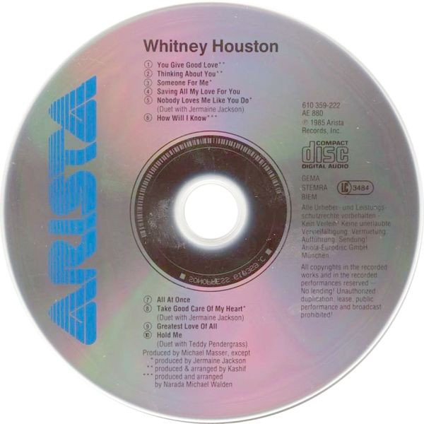 Whitney Houston - Whitney Houston | Arista (610 359-222) - 3 Whitney Houston - Whitney Houston | Arista (610 359-222) - 3