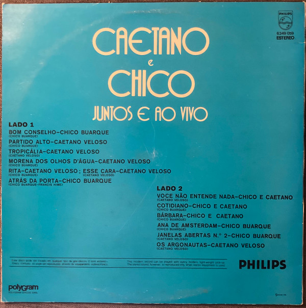 Caetano Veloso E Chico Buarque - Juntos E Ao Vivo | Philips (6349 059) - main