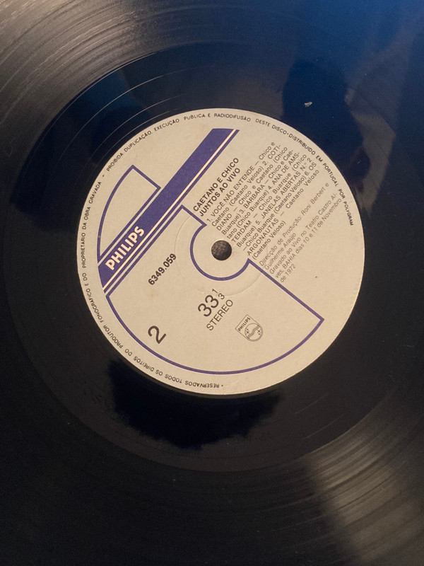 Caetano Veloso E Chico Buarque - Juntos E Ao Vivo | Philips (6349 059) - 3