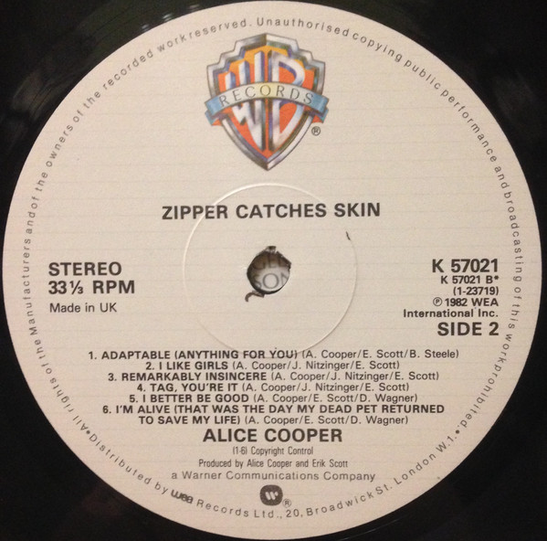 Alice Cooper - Zipper Catches Skin | Warner Bros. Records (K 57021) - 2