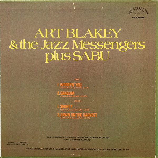 Art Blakey & The Jazz Messengers Plus Sabu Martinez - Cu-Bop | TRIP (TLP-5019)