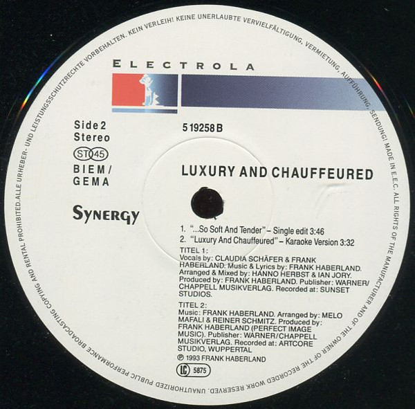 Synergy - Luxury And Chauffeured | Electrola (5 19258) - 2