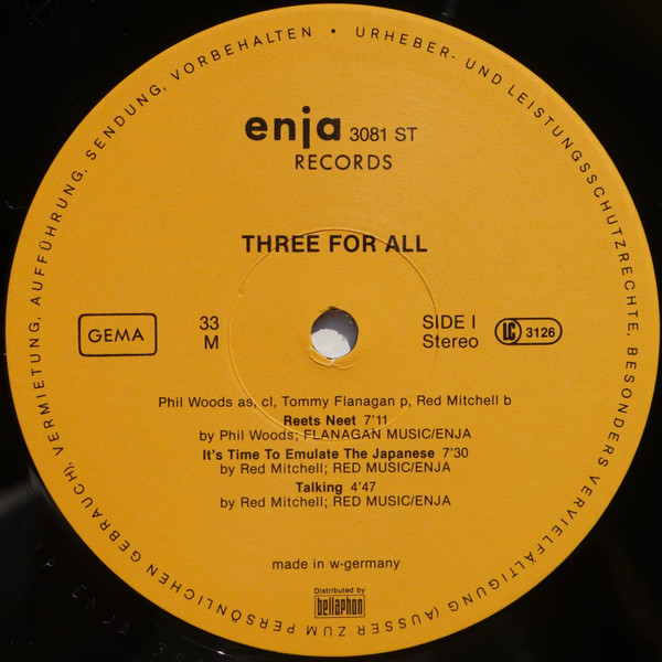 Phil Woods / Tommy Flanagan / Red Mitchell - Three For All | Enja Records (3081) - 3