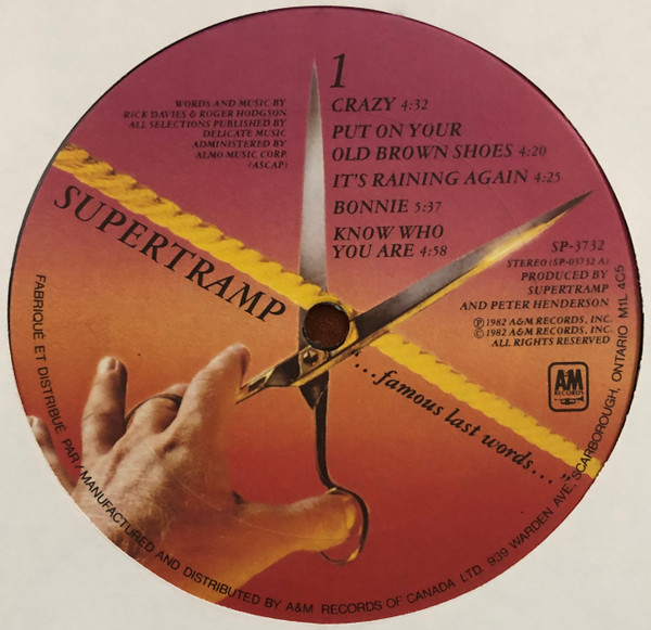 Supertramp - "...Famous Last Words..." | A&M Records (SP-3732) - 3 Supertramp - "...Famous Last Words..." | A&M Records (SP-3732) - 3