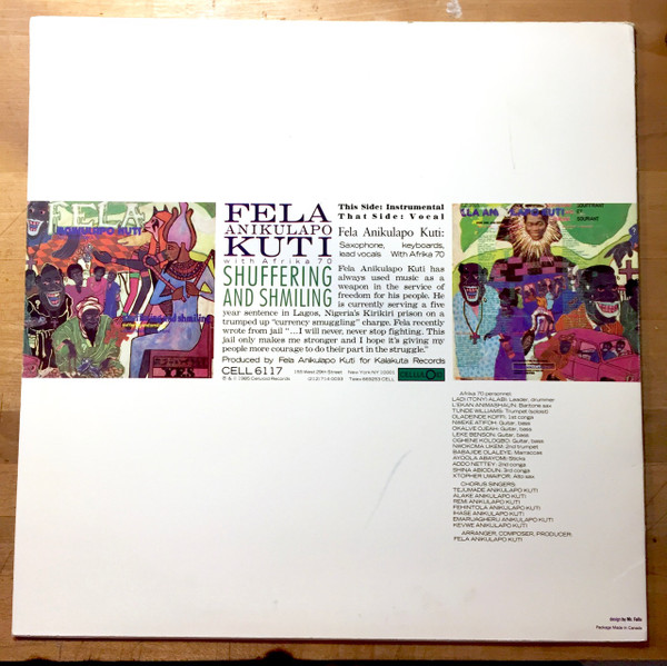 Fela Kuti With Africa 70 - Shuffering And Shmiling | Celluloid (CELL 6117) - 2
