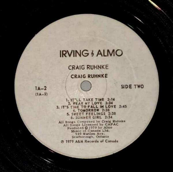 The Craig Ruhnke Band - The Craig Ruhnke Band | Irving & Almo (1A-2) - 4 The Craig Ruhnke Band - The Craig Ruhnke Band | Irving & Almo (1A-2) - 4
