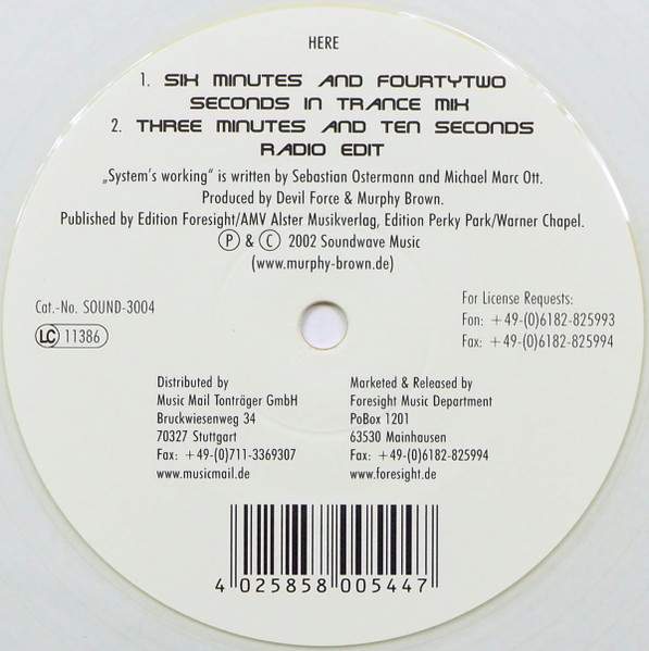 Murphy Brown - Systems Working | Soundwave Music (SOUND-3004) - 2
