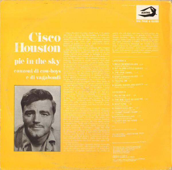 Cisco Houston - Pie In The Sky - Canzoni Di Cow-Boys E Di Vagabondi | Albatros (VPA 8371) - 2 Cisco Houston - Pie In The Sky - Canzoni Di Cow-Boys E Di Vagabondi | Albatros (VPA 8371) - 2