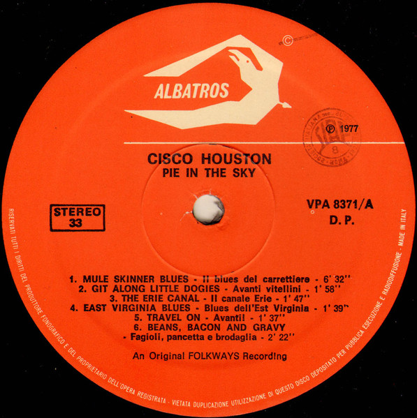 Cisco Houston - Pie In The Sky - Canzoni Di Cow-Boys E Di Vagabondi | Albatros (VPA 8371) - 4 Cisco Houston - Pie In The Sky - Canzoni Di Cow-Boys E Di Vagabondi | Albatros (VPA 8371) - 4