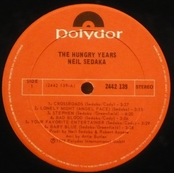 Neil Sedaka - The Hungry Years | Polydor (2442 139) - 3