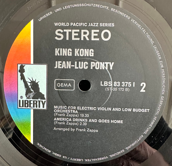 Jean-Luc Ponty - King Kong: Jean-Luc Ponty Plays The Music Of Frank Zappa | Liberty (LBS 83 375 I) - 4