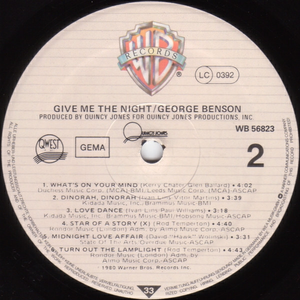 George Benson - Give Me The Night | Warner Bros. Records (WB 56 823) - 4