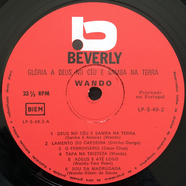Wando - Glória A Deus No Céu E Samba Na Terra | Beverly (LP-S-49-2) - 3