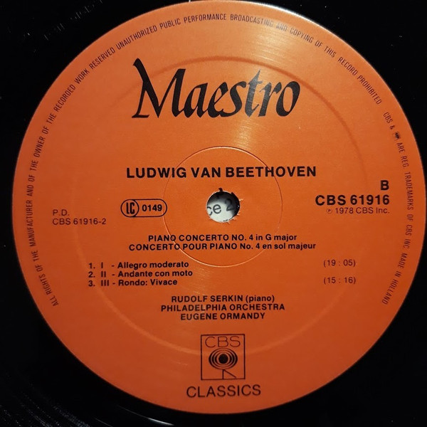 Ludwig van Beethoven , Rudolf Serkin , The Philadelphia Orchestra , Eugene Ormandy - Piano Concertos Nos. 2 & 4 | CBS (61916) - 4
