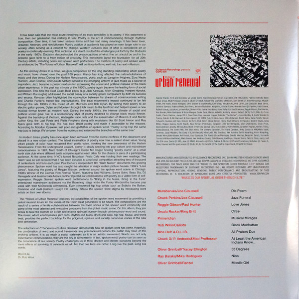 Various - The Voices Of Urban Renewal | Guidance Recordings (GDRLP505) - 2