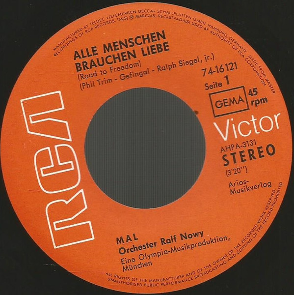 Mal - Alle Menschen Brauchen Liebe | RCA Victor (74-16 121) - 2 Mal - Alle Menschen Brauchen Liebe | RCA Victor (74-16 121) - 2