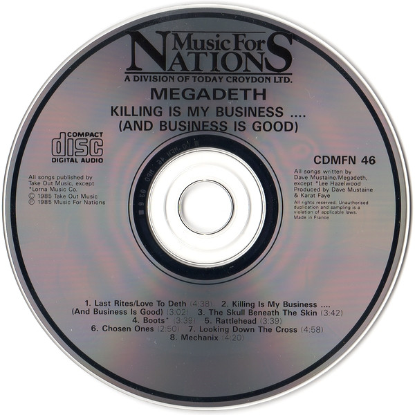 Megadeth - Killing Is My Business... And Business Is Good! | Music For Nations (CDMFN 46) - 3