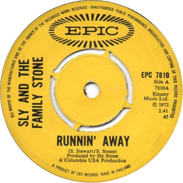 Sly & The Family Stone - Runnin' Away | Epic (EPC 7810) - main