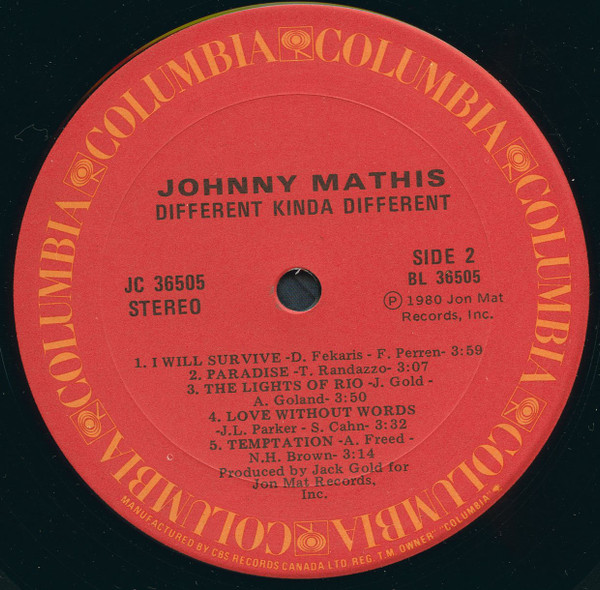 Johnny Mathis - Different Kinda Different | Columbia (JC 36505) - 4