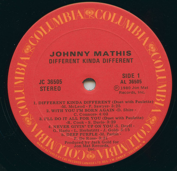 Johnny Mathis - Different Kinda Different | Columbia (JC 36505) - 3