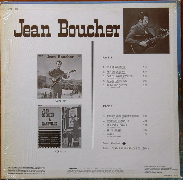 Jean Boucher - Je Suis Amoureux | RCA Gala (CGPS-375) - 2
