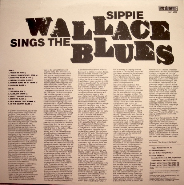Sippie Wallace - Sings The Blues | Storyville (SLP-4017) - 2