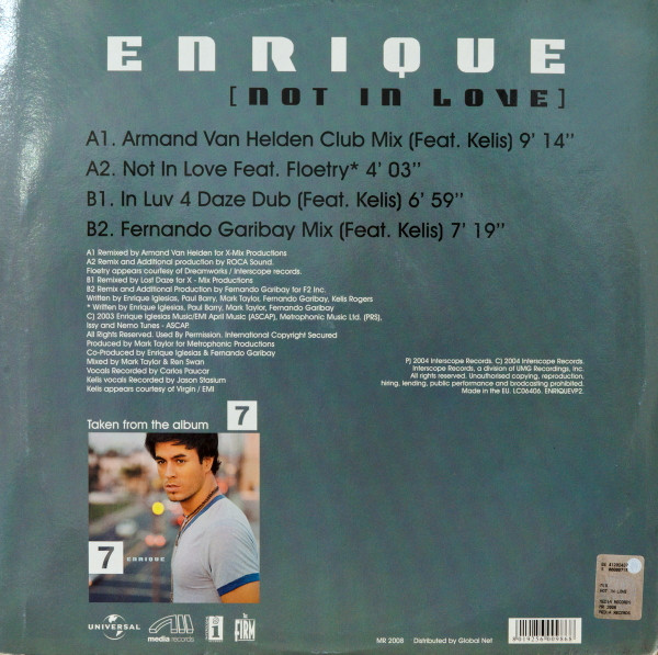 Enrique Iglesias Featuring Kelis - Not In Love | Media Records (MR 2008) - 2 Enrique Iglesias Featuring Kelis - Not In Love | Media Records (MR 2008) - 2