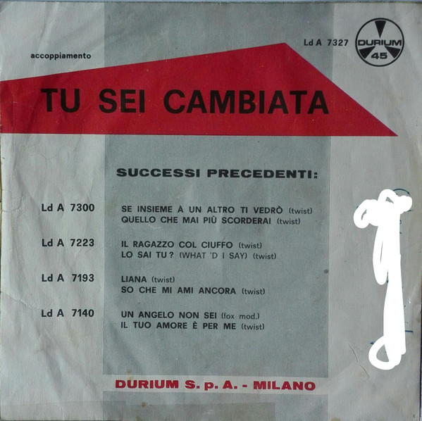 Little Tony - T'Amo E T'Amerò | Durium (Ld A 7327) - 2