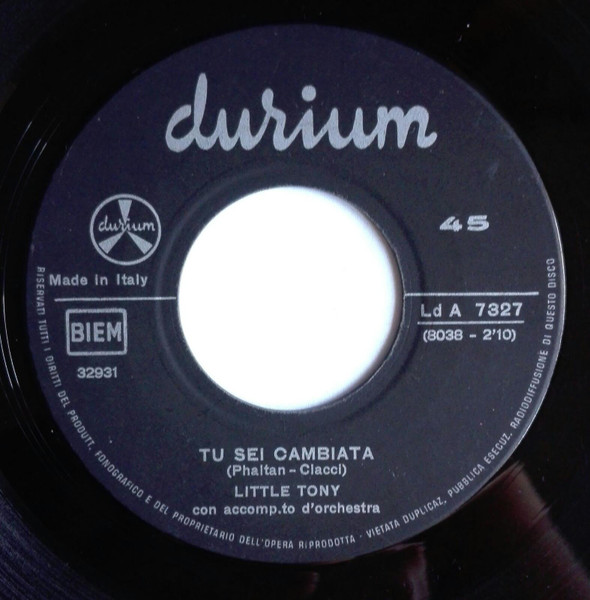 Little Tony - T'Amo E T'Amerò | Durium (Ld A 7327) - 4