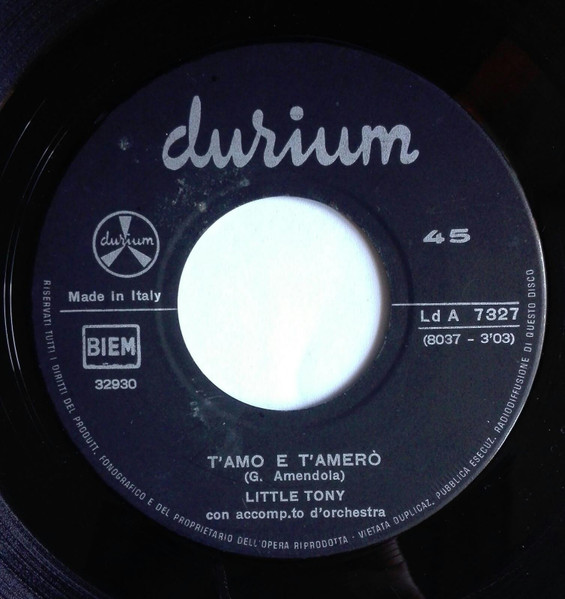 Little Tony - T'Amo E T'Amerò | Durium (Ld A 7327) - 3