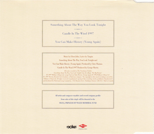Elton John - Something About The Way You Look Tonight / Candle In The Wind 1997 | Mercury (314 568 109-2) - 3