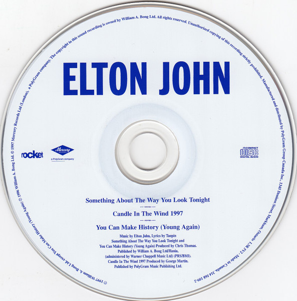 Elton John - Something About The Way You Look Tonight / Candle In The Wind 1997 | Mercury (314 568 109-2) - 4