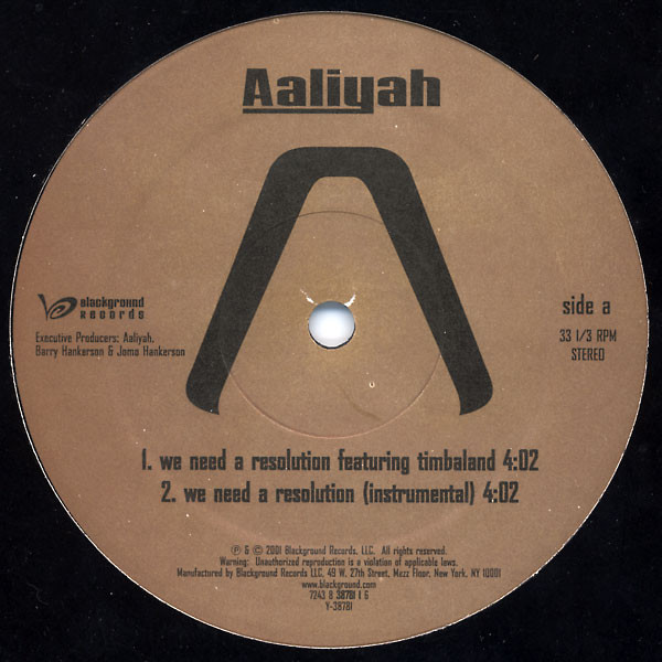 Aaliyah - We Need A Resolution | Blackground Records (7243 8 38781 1 6) - 3 Aaliyah - We Need A Resolution | Blackground Records (7243 8 38781 1 6) - 3
