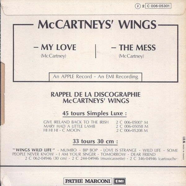 Wings - My Love | Apple Records (2 C 006-05301) - 2