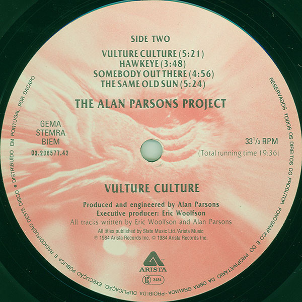 The Alan Parsons Project - Vulture Culture | Arista (03.206577.42) - 4