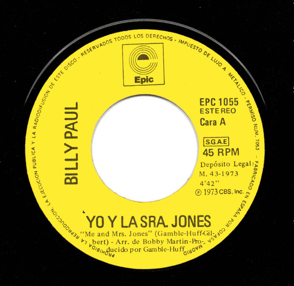 Billy Paul - Yo Y La Sra. Jones | Epic (EPC 1055) - 3
