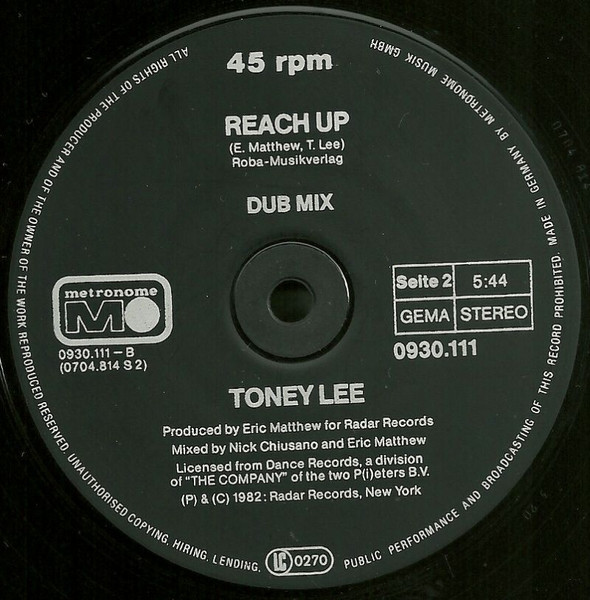 Toney Lee - Reach Up | Metronome (0930.111) - 2